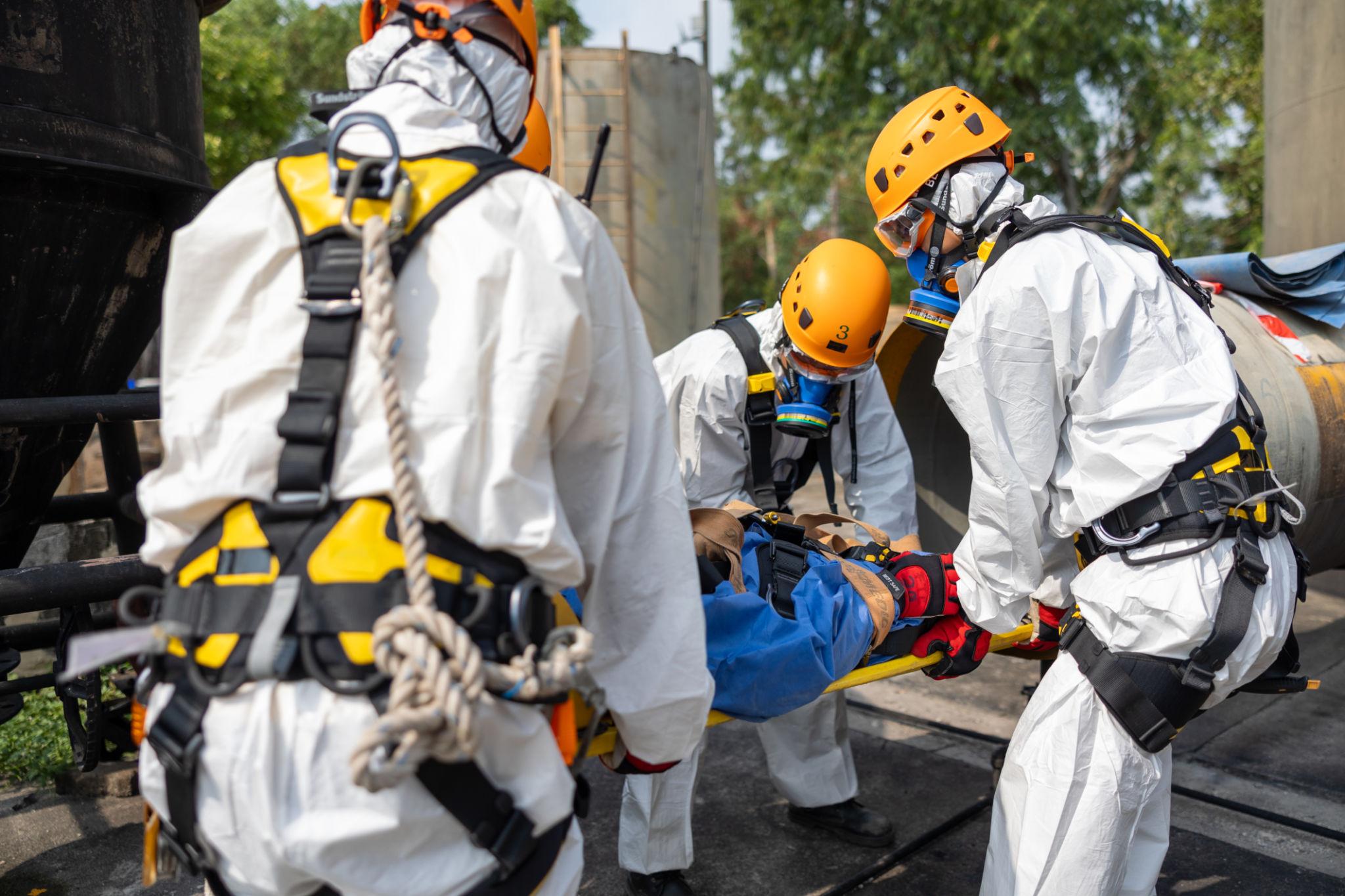 Rescue equipment rental roster with stretchers and rope systems for standby teams on turnaround projects